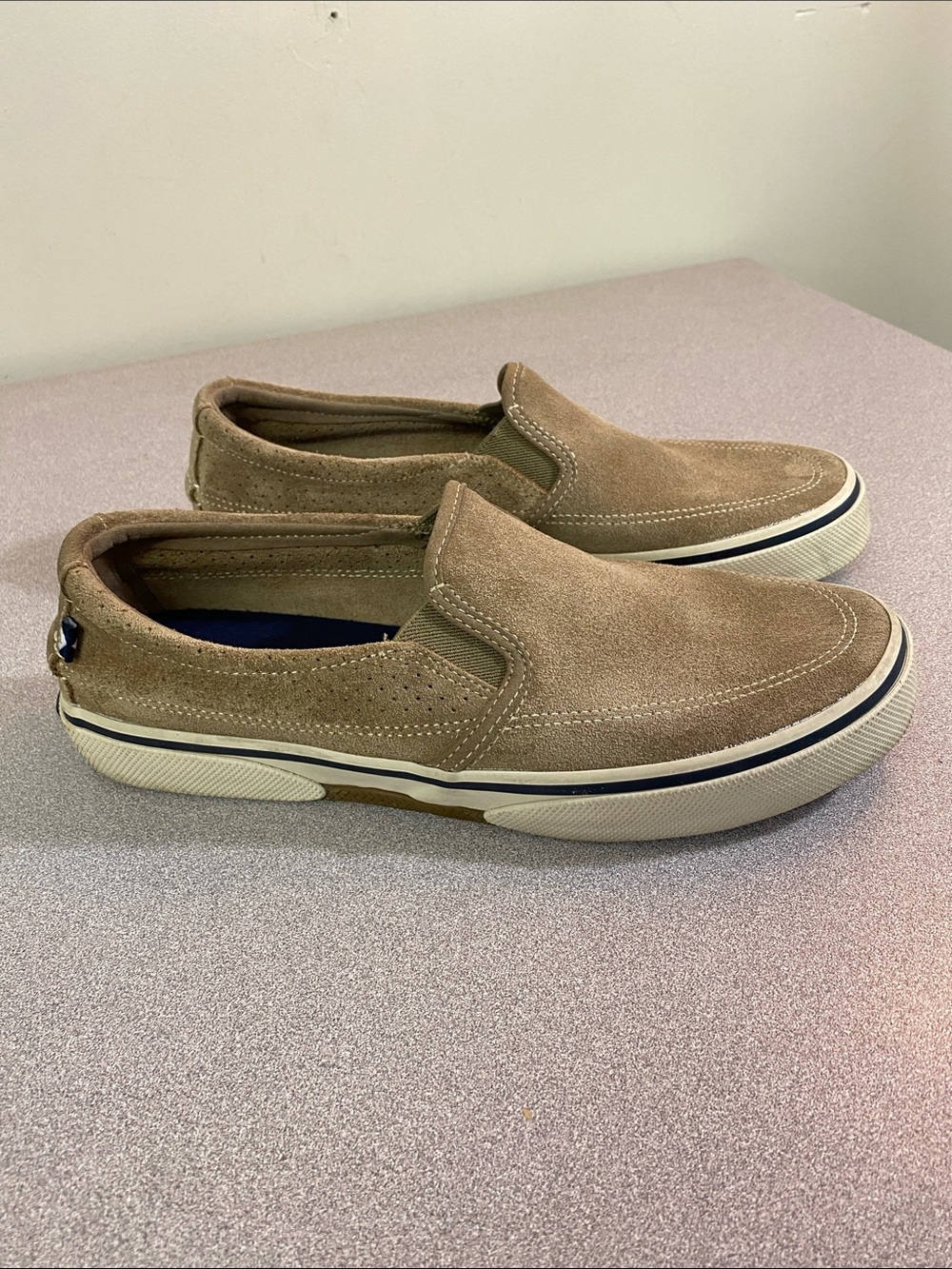 Sperry Tan Suede Slip-On Loafers